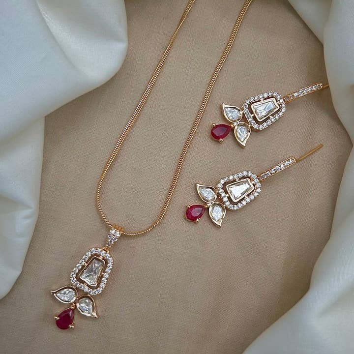 Regal Ruby Bloom Set for wholesale by Vinnis Jewelry
