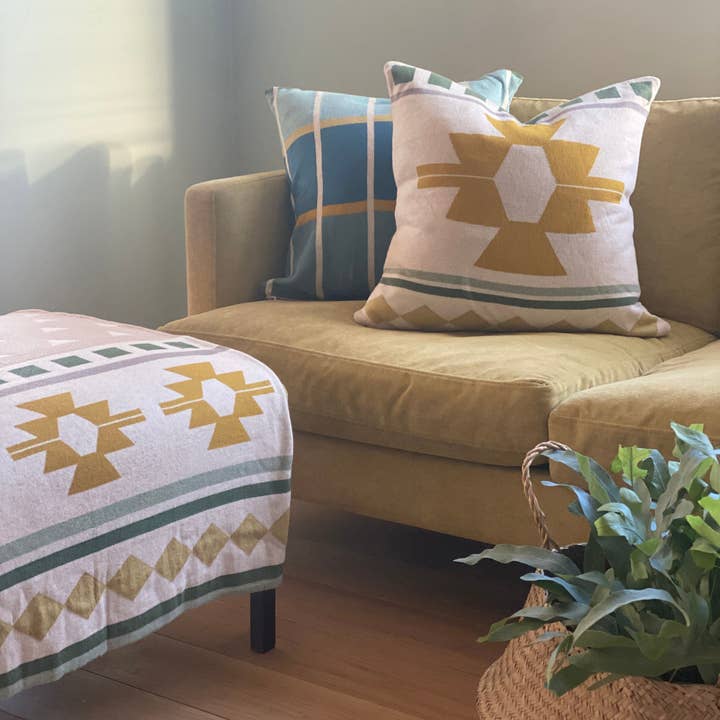 Funky Doris - Vendita all'ingrosso Fodera cuscino decorativo - Fodera per cuscino gialla, morbida in cotone lavorato a maglia jacquard1