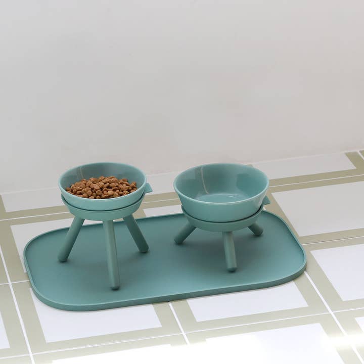 Pets So Good - Wholesale Pet Bowl - Cat/Dog - Oreo Elevated Pet Feeder Table . Jade Green . Short3