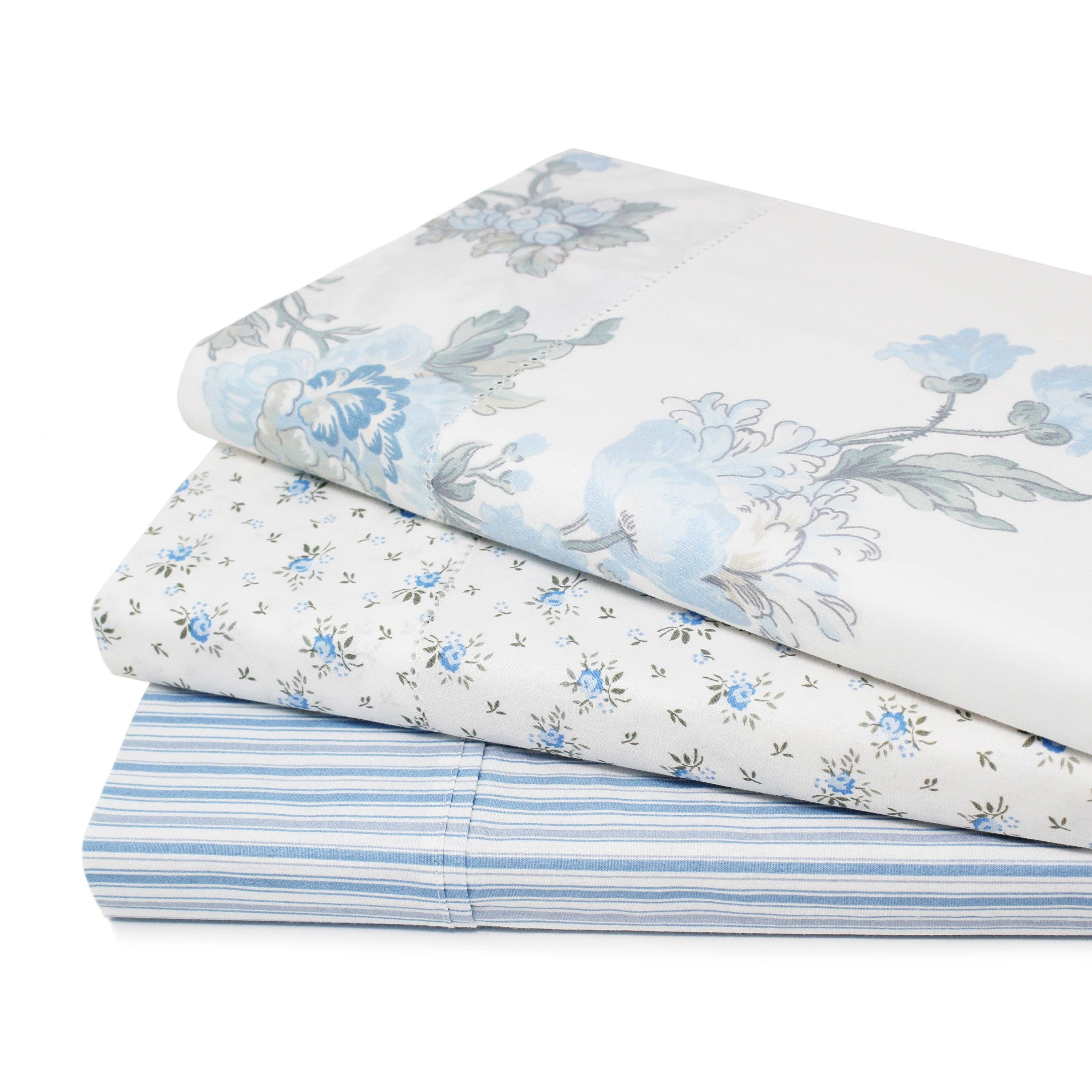 Mélange Home - Vente Parures de lit - Ensemble de draps en percale de coton imprimé à rayures5