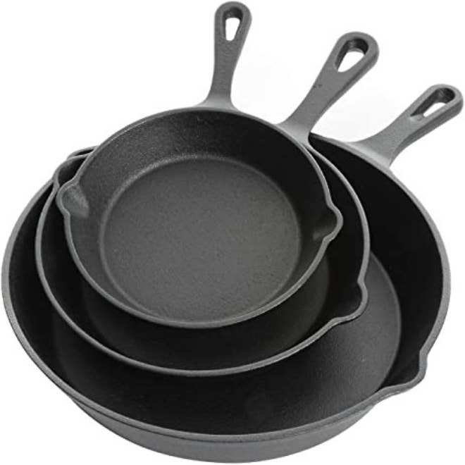 Style Asia - Wholesale Cast Iron Skillet - Jim Beam Set of 3 Pre Seasoned Cast Iron Skillets 6" 8" 10"