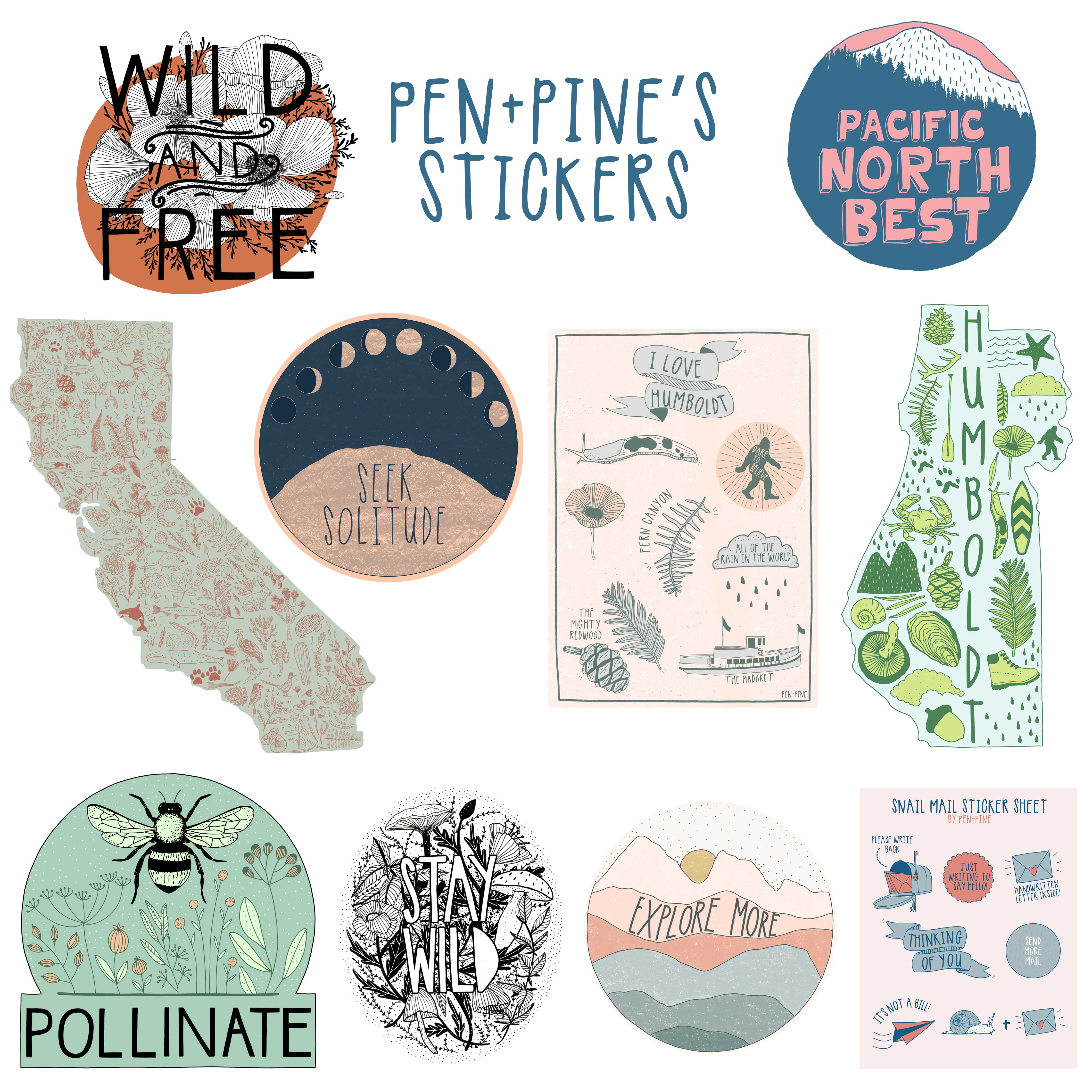 Pen+Pine – wholesale Klistermärke – Wild + Gratis Klistermärke2