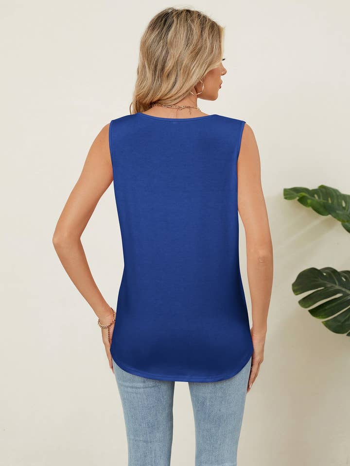 Lovesoft - Venta al por mayor Camiseta sin mangas - Mujer - Camiseta sin mangas de cuello redondo de ajuste holgado y color sólido10