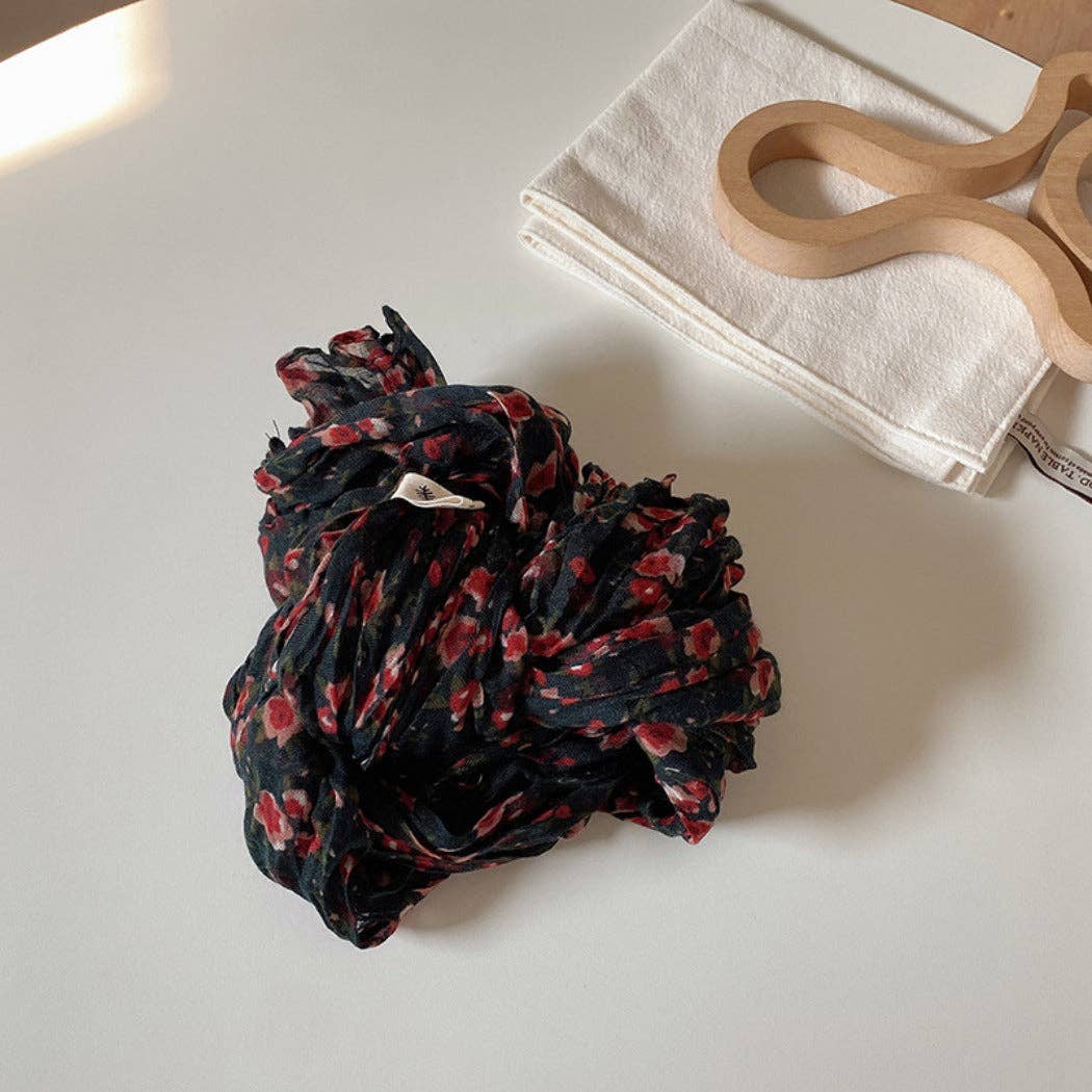 Funkyrel® Atzbranding Limited - Venta al por mayor Bufanda - Mujer - Bufanda ligera con patrón floral vintage y detalles fruncidos3