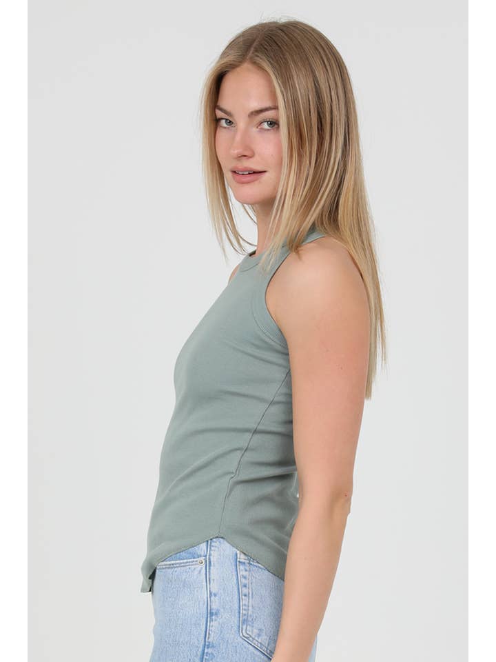 ANGIE - Wholesale Tank Top - Women's - X2DF0-ASIS RIB KNIT TANK WITH ROUNDED HEM5