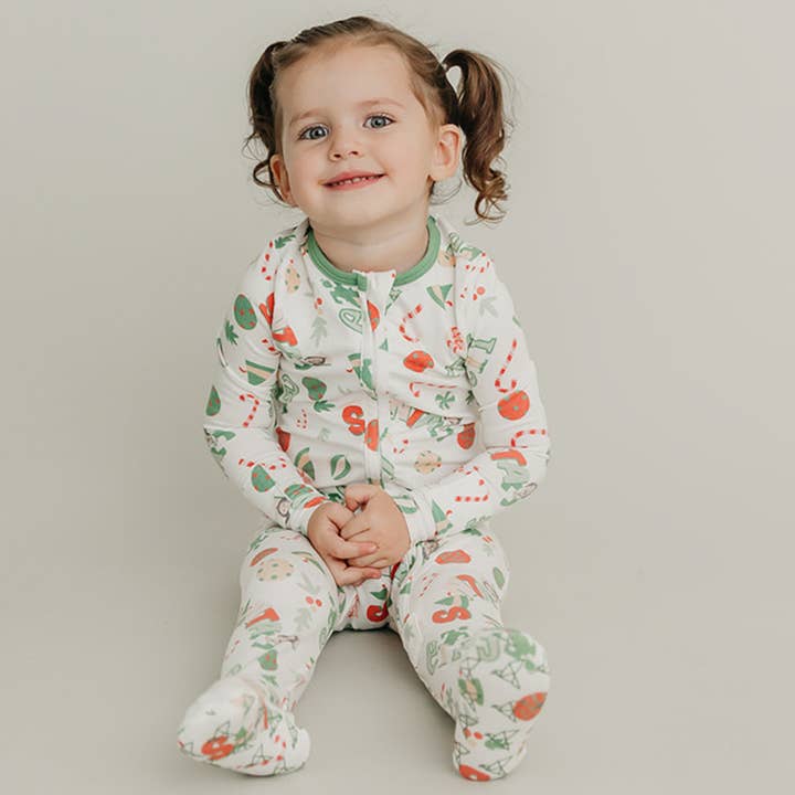 Zip-Up Footie Pajama - Elf for wholesale by Copper Pearl