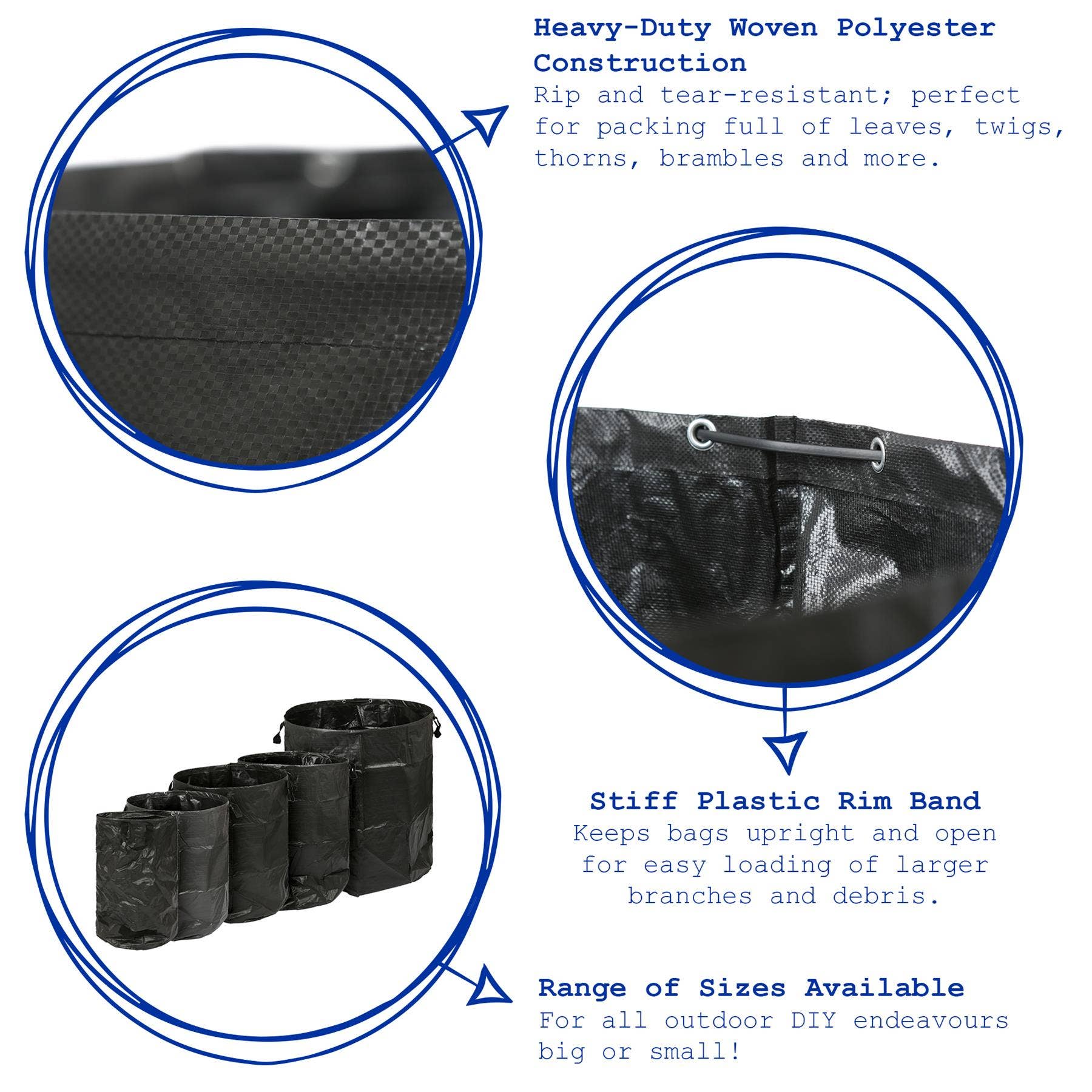 Rinkit Ltd – wholesale Garden tool – Heavy-Duty Garden Waste Bag - Black3