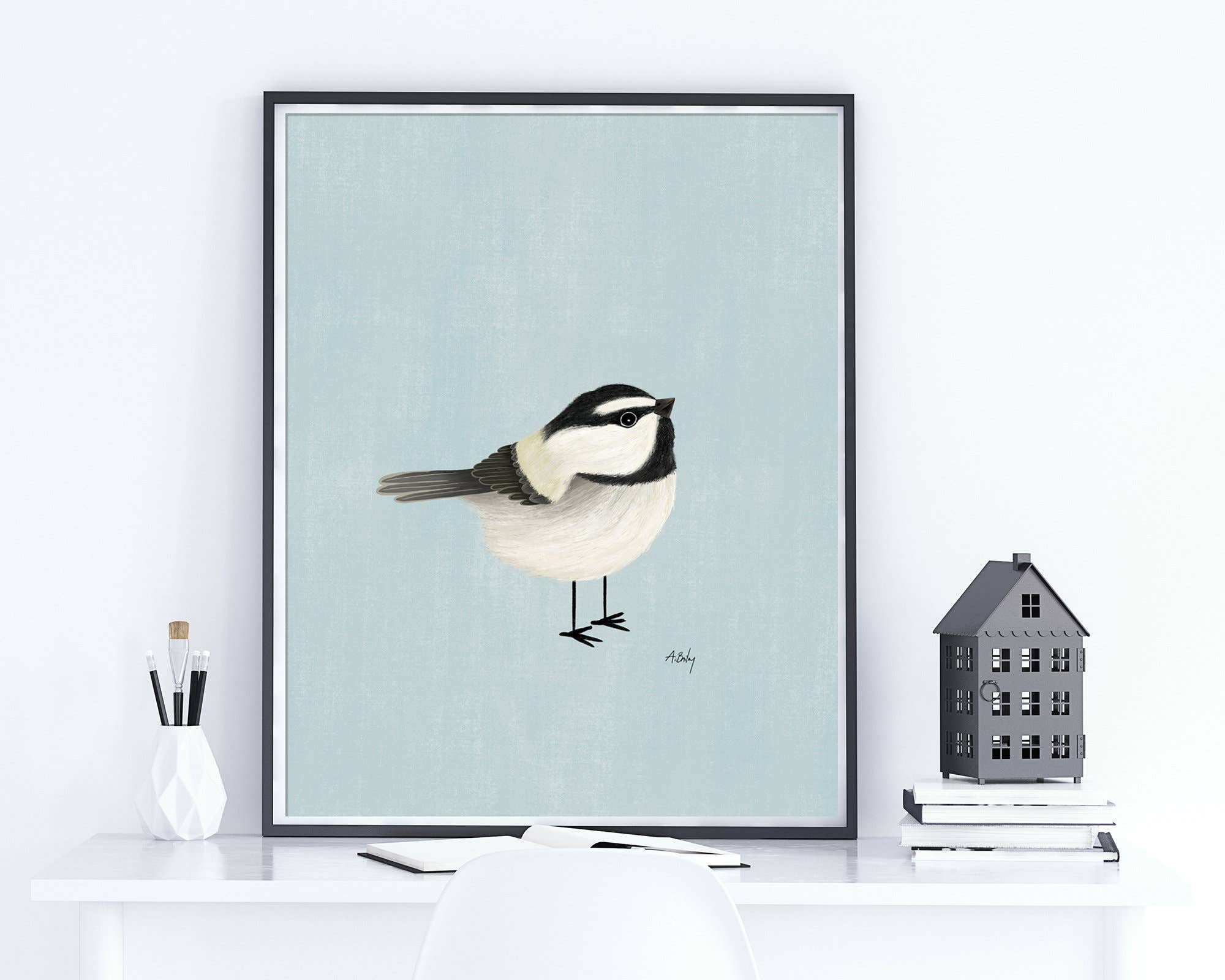 Annie Bailey Art - Wholesale Art Print - Mountain Chickadee - bird illustration Print1