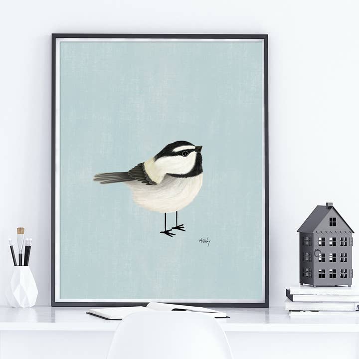 Annie Bailey Art - Wholesale Art Print - Mountain Chickadee - bird illustration Print1