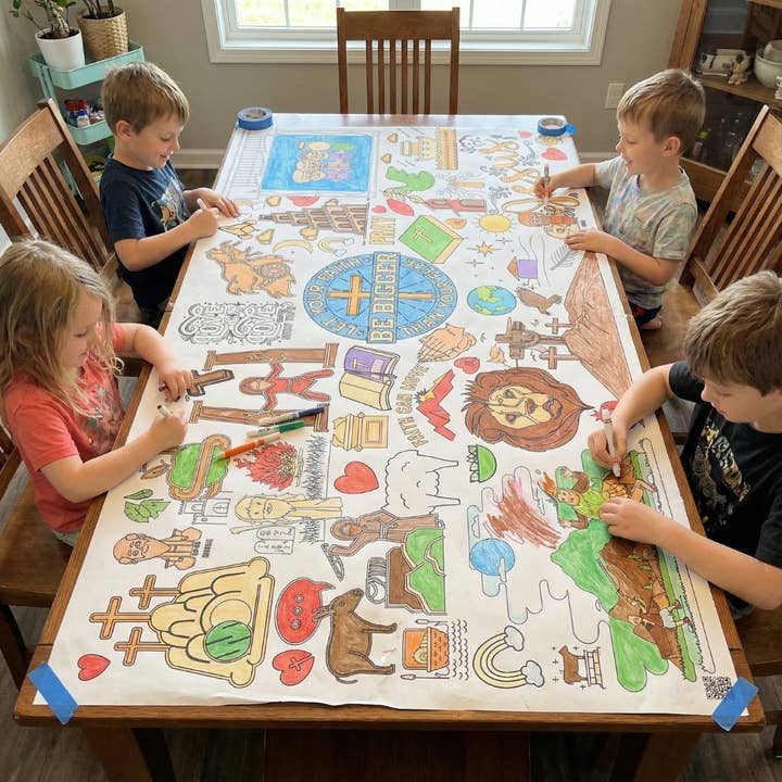 Creative Crayons Workshop - Wholesale Coloring Tablecloth - Kids & Baby - Faith-Based Bible Stories Coloring Tablecloth
