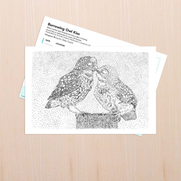 Graving Owl Kiss Art for engroshandel hos Coy Ink Studio