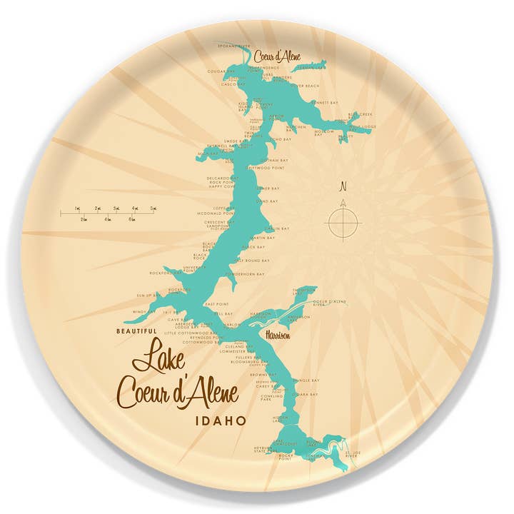 Trays4Us - Wholesale Serving Tray - Lake Coeur D'Alene Idaho ID Birchwood Tray by Lakebound