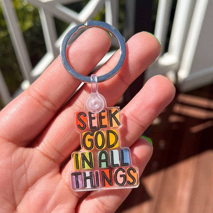 Seek God In All Things Keychain for wholesale by Creately Design Co. LLC