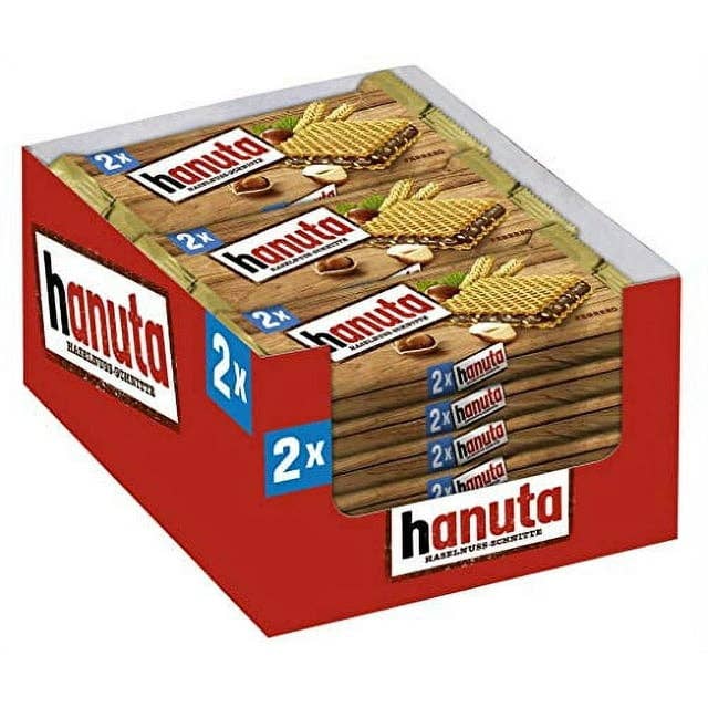 Snacky Candy - Vente Biscuits - Ferrero Hanuta Gaufrette aux Noisettes 18 unités 44 grammes0