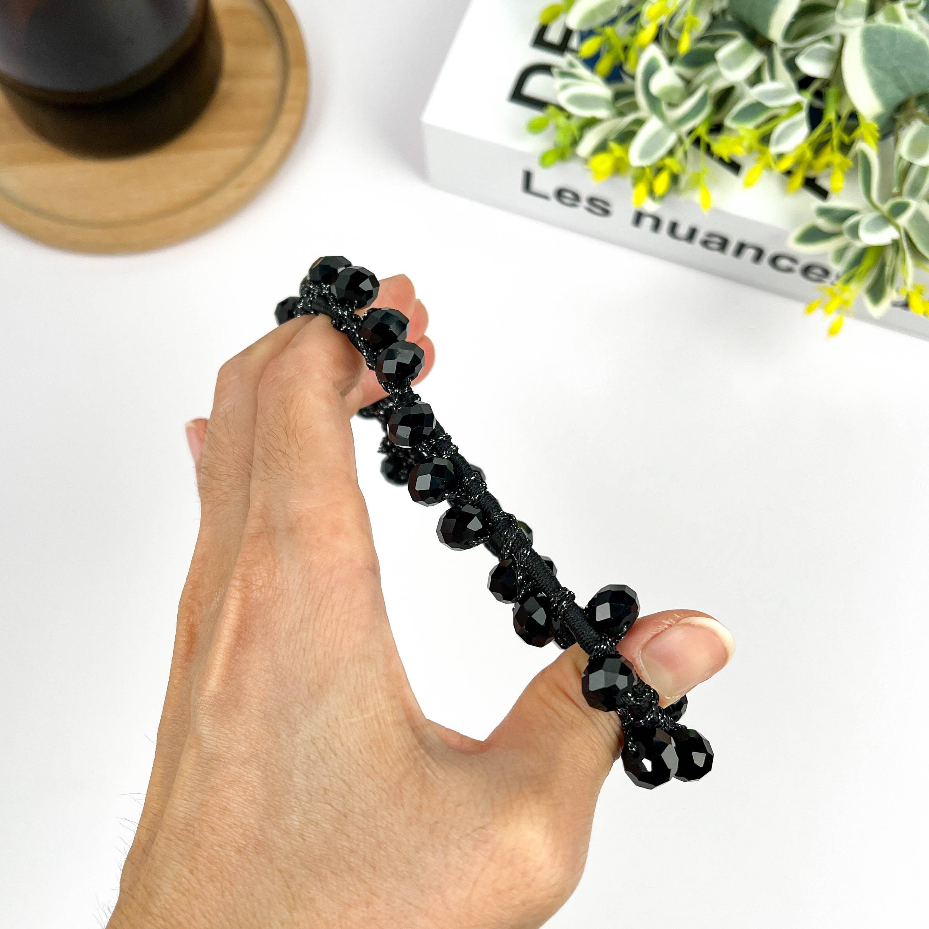 TheDivaSoap - Vente Élastique à cheveux - Élastique à cheveux en cristal élégant, bracelet en strass13