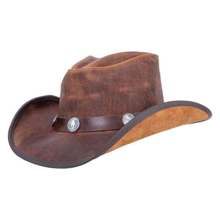 American Hat Makers - Venta al por mayor Sombrero cowboy - Unisex - Sombrero Vaquero de Cuero Genuino con Concho - Estilo Cyclone