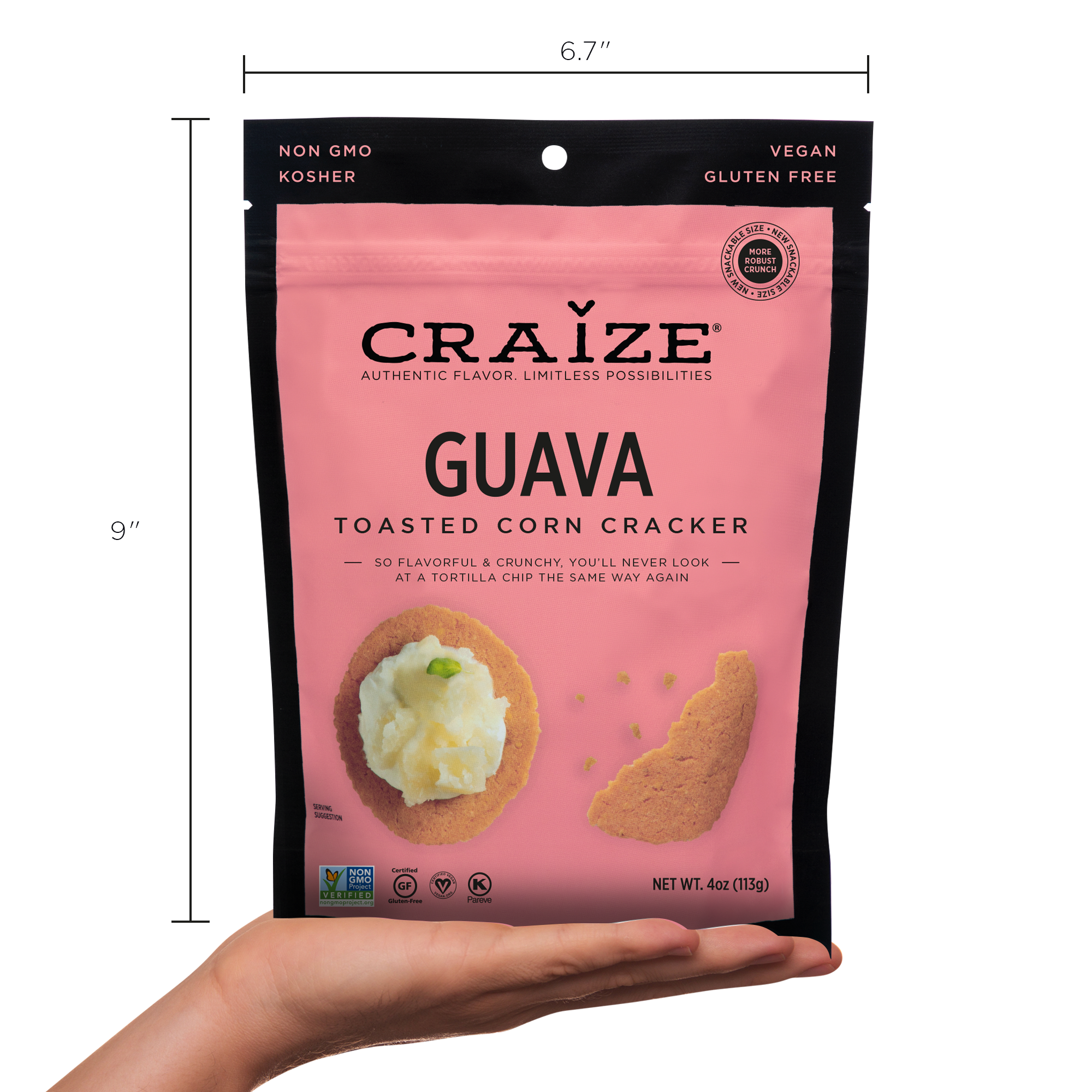 Craize Snacks, INC - Wholesale Crackers - Guava Toasted Corn Crackers 4oz3