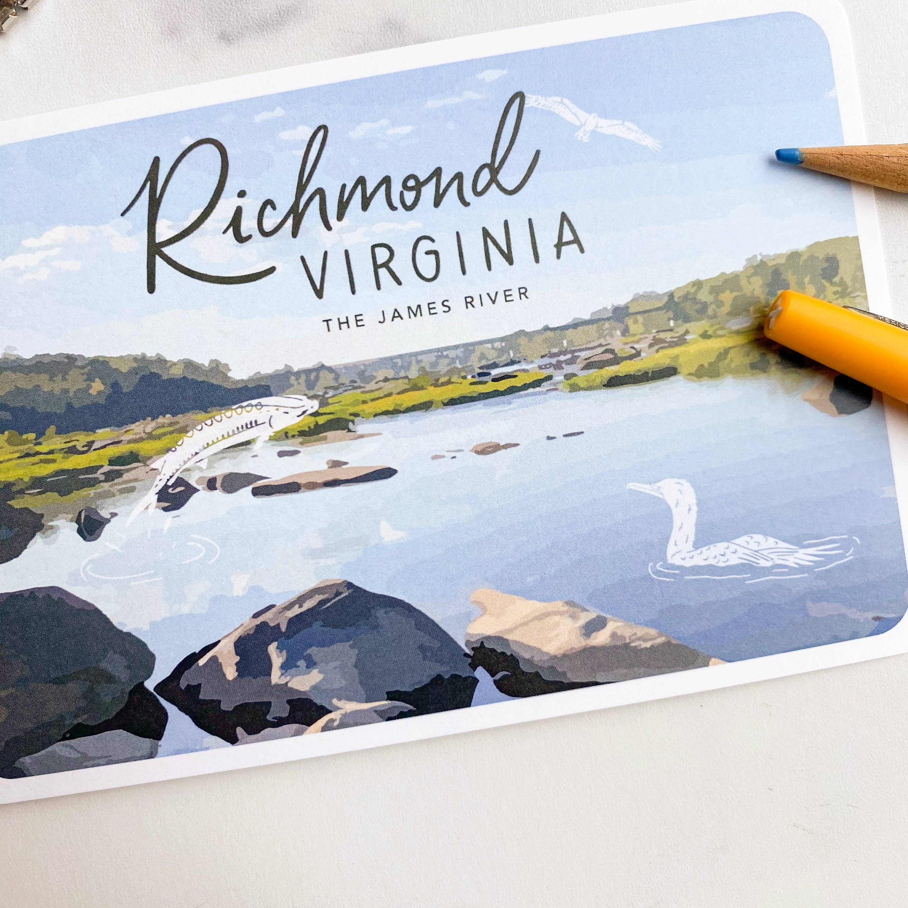 Billie Claire Illustration (Handmade) - Wholesale Postcard - Postcard - Richmond, Virginia - The James River5