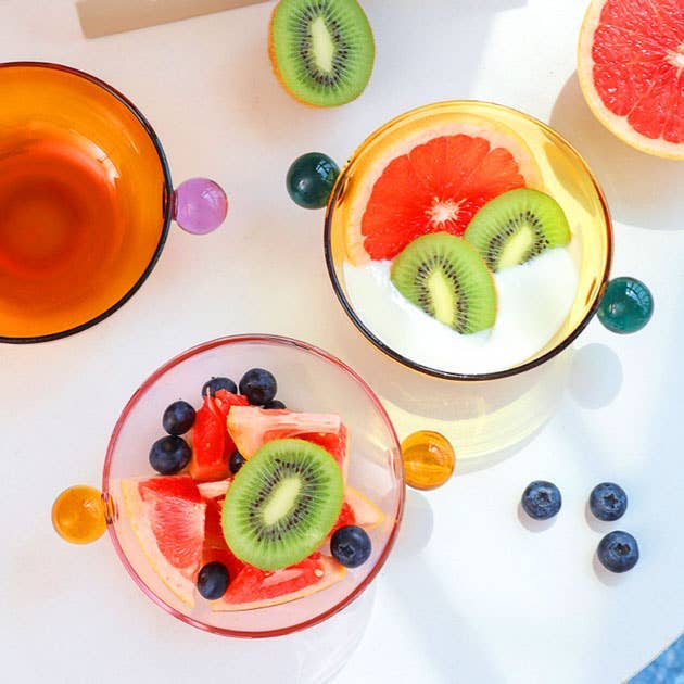 TUTU Home - Vendita all'ingrosso Ciotola - Ciotola in Vetro Rosa e Ambra "Lollipop" – Ciotola da Dessert in Borosilicato3