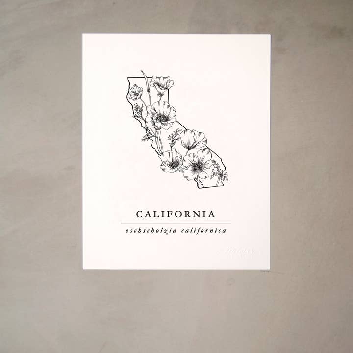 Seniman Calligraphy - Wholesale Art Print - California Orange Poppy Artprint2