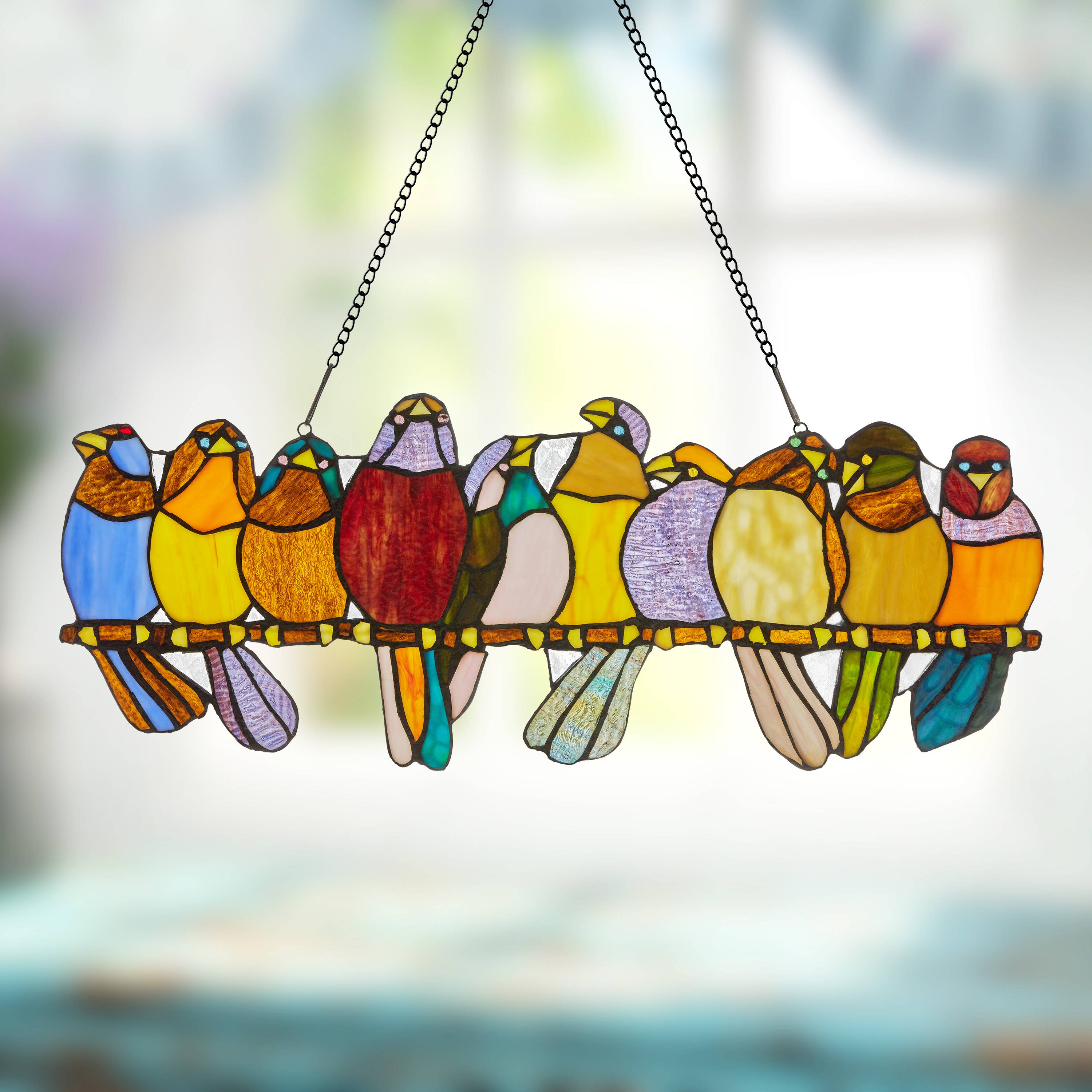 River of Goods - Wholesale Suncatcher - 9.5"H Marisol Multicolor Birds Stained Glass Window Panel8