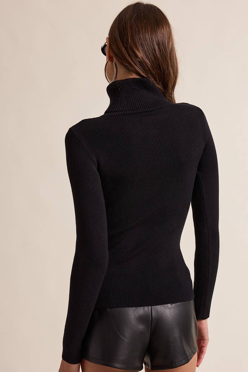 Sky to Moon - Wholesale Knit Sweater - Women's - FLOWER POINT TURTLE NECK SLIM FIT-IN KNIT SWEATER2