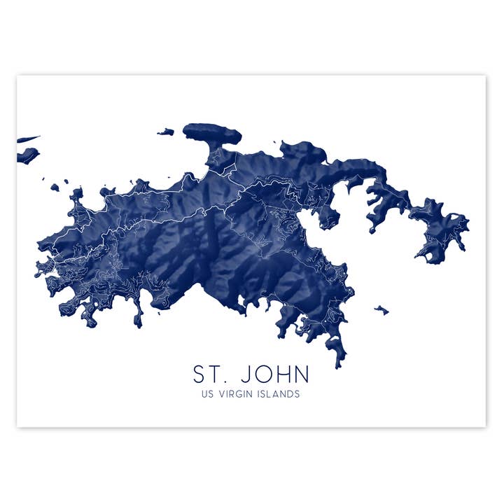 St John US Virgin Islands Map Art Print, USVI Travel Gift for wholesale by Maps As Art