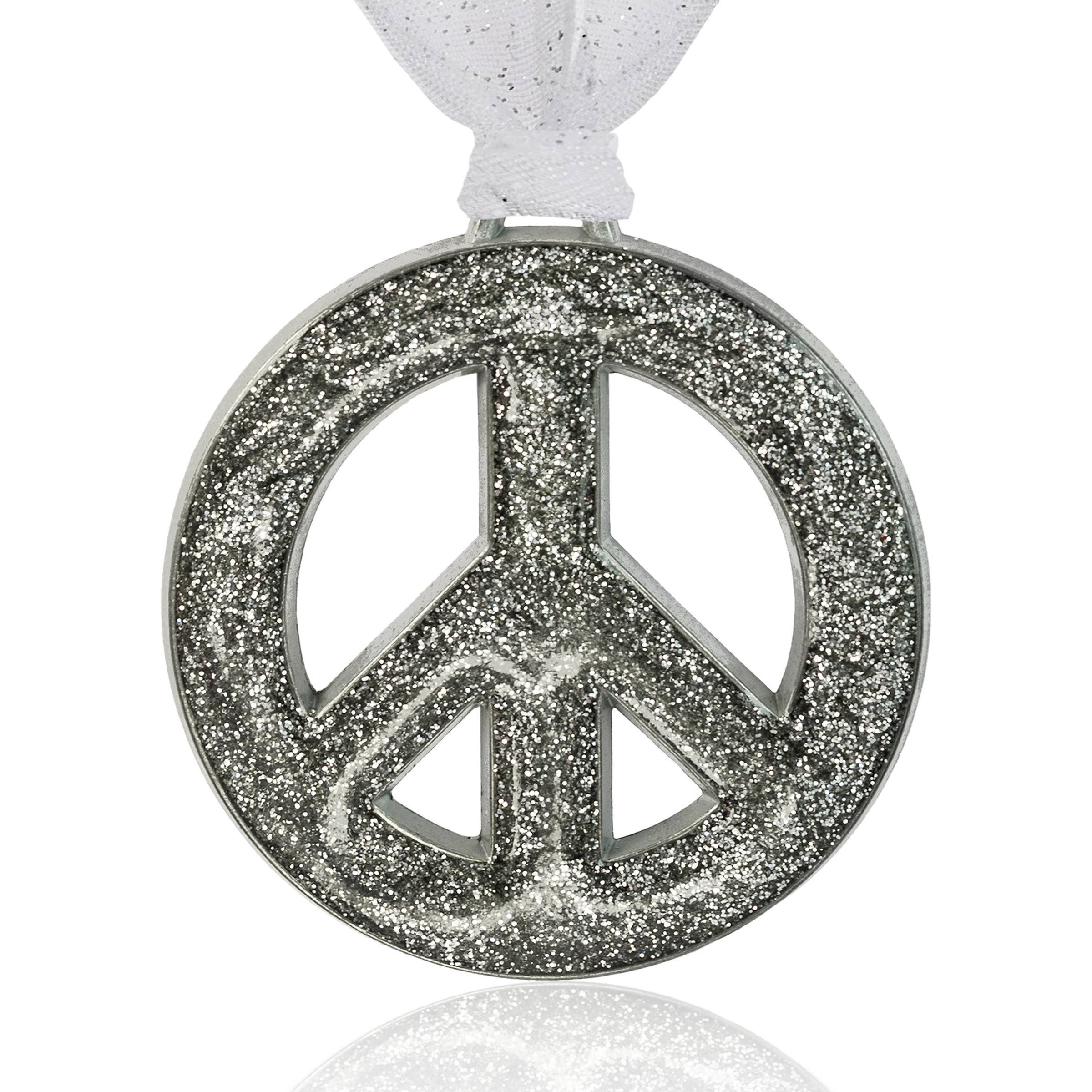Gloria Duchin - Wholesale Ornament - Silver Glitter Peace Sign Ornament0