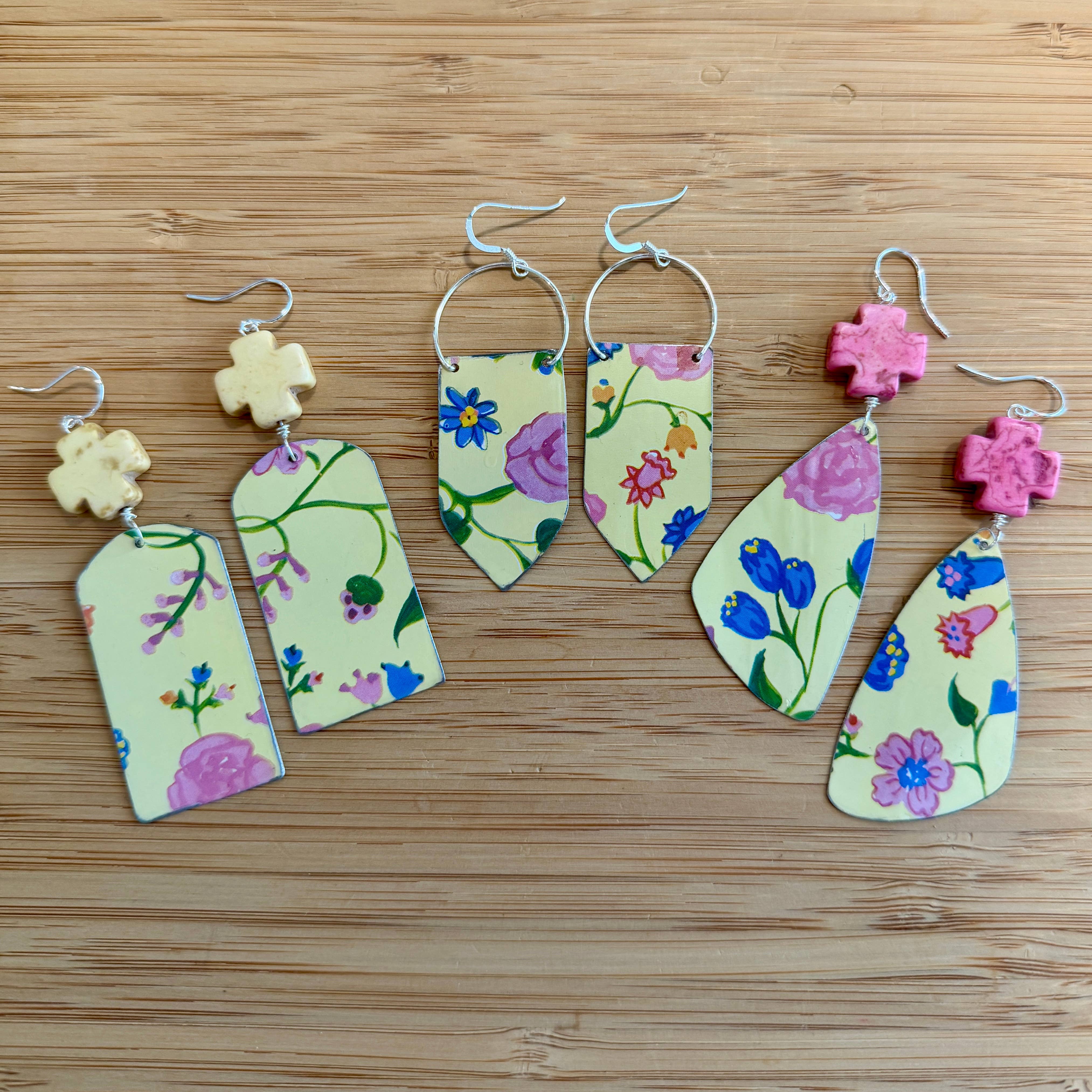 TTE Designs - Wholesale Dangle Earrings - Best Sellers - Set of 12 Recycled Vintage Tin Earrings 37