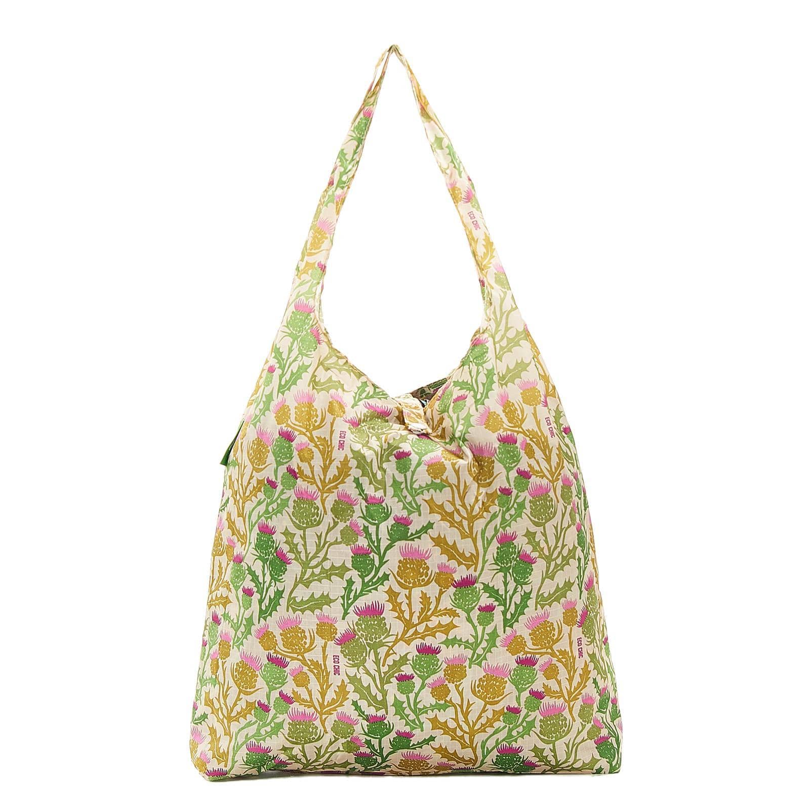 Eco Chic – Engroshandel Indkøbspose/indkøbstaske – Eco Chic Letvægts Sammenfoldelig Genanvendelig Shopping Bag Thistle6