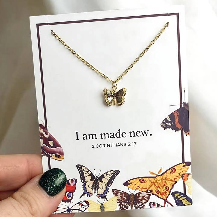 Wild Dogwood Designs - Wholesale Pendant/Charm Necklace - Made New Butterfly Charm Necklace | Christian Jewelry