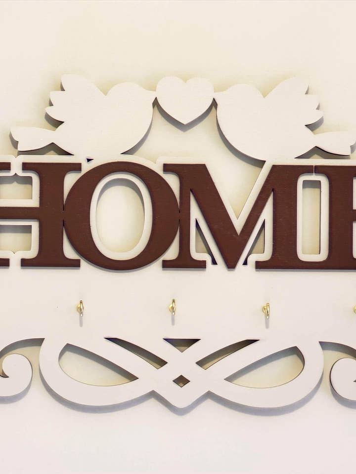 Wooden Wall Key holder "Home" for wholesale by Laser by D.A.M.