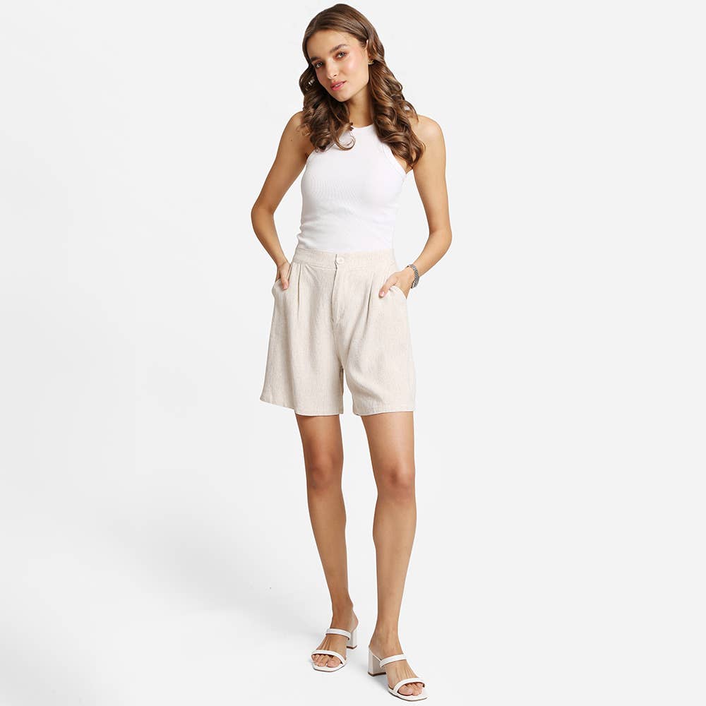 Sensibling Corp. - Wholesale Shorts - Women's - Elastic Waistband Linen Shorts2