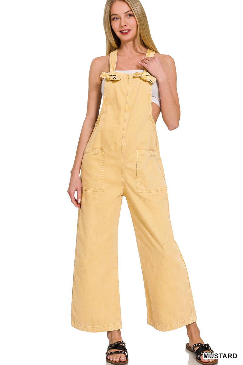 42POPS – wholesale Overalls – Women's – ",..._ Washed Knot Strap Pockets Jumpsuit17