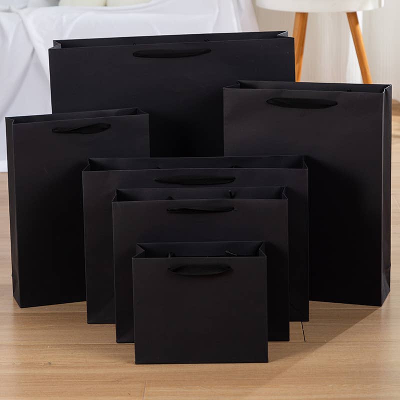ByHome - Wholesale Gift Bag - All Black Cotton Handle Paper Gift Bag w/ free tissue9