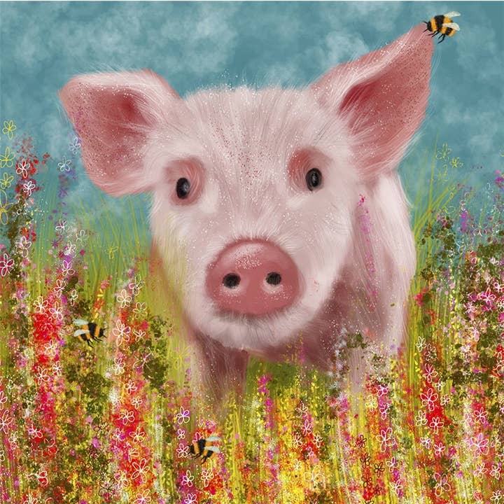Greeting Card Curious Pig for wholesale by Natural Partners Limited