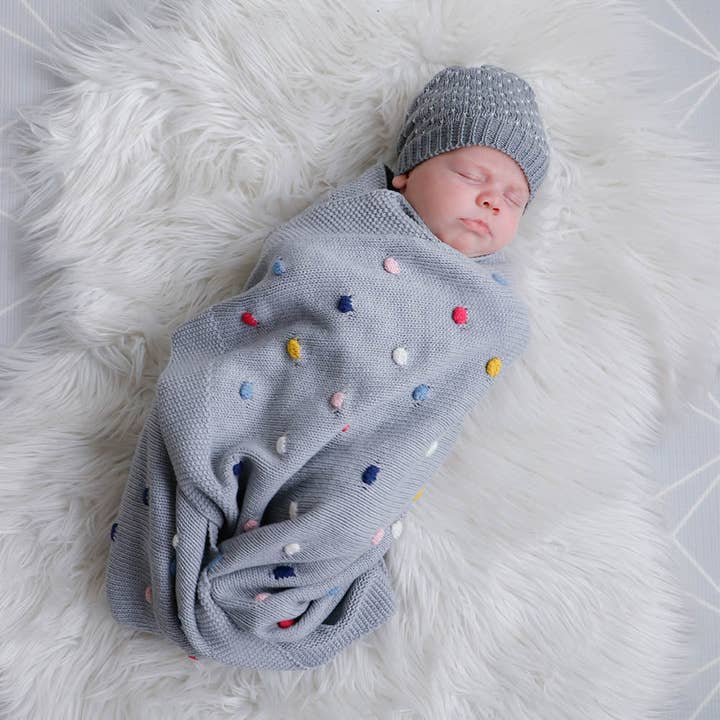 Confetti Baby Blanket - Grey for wholesale by Di Lusso Living