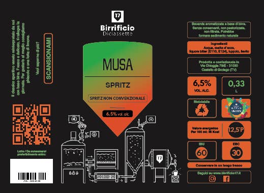 Birrificio 17 - Wholesale Non-Alcoholic Aperitif/Mocktail - Musa Spritz, cocktail with craft beer, 100% Italy1