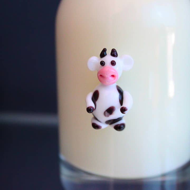 Adamodart - Vente Verre/tasse - bouteille de lait en verre à décor de vache, petite tasse à lait, paille réutilisable1