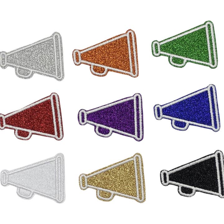 Wholesale Applique - Wholesale Patch - Custom: Megaphone Cheer Cheerleading Glitter Iron on Patch2