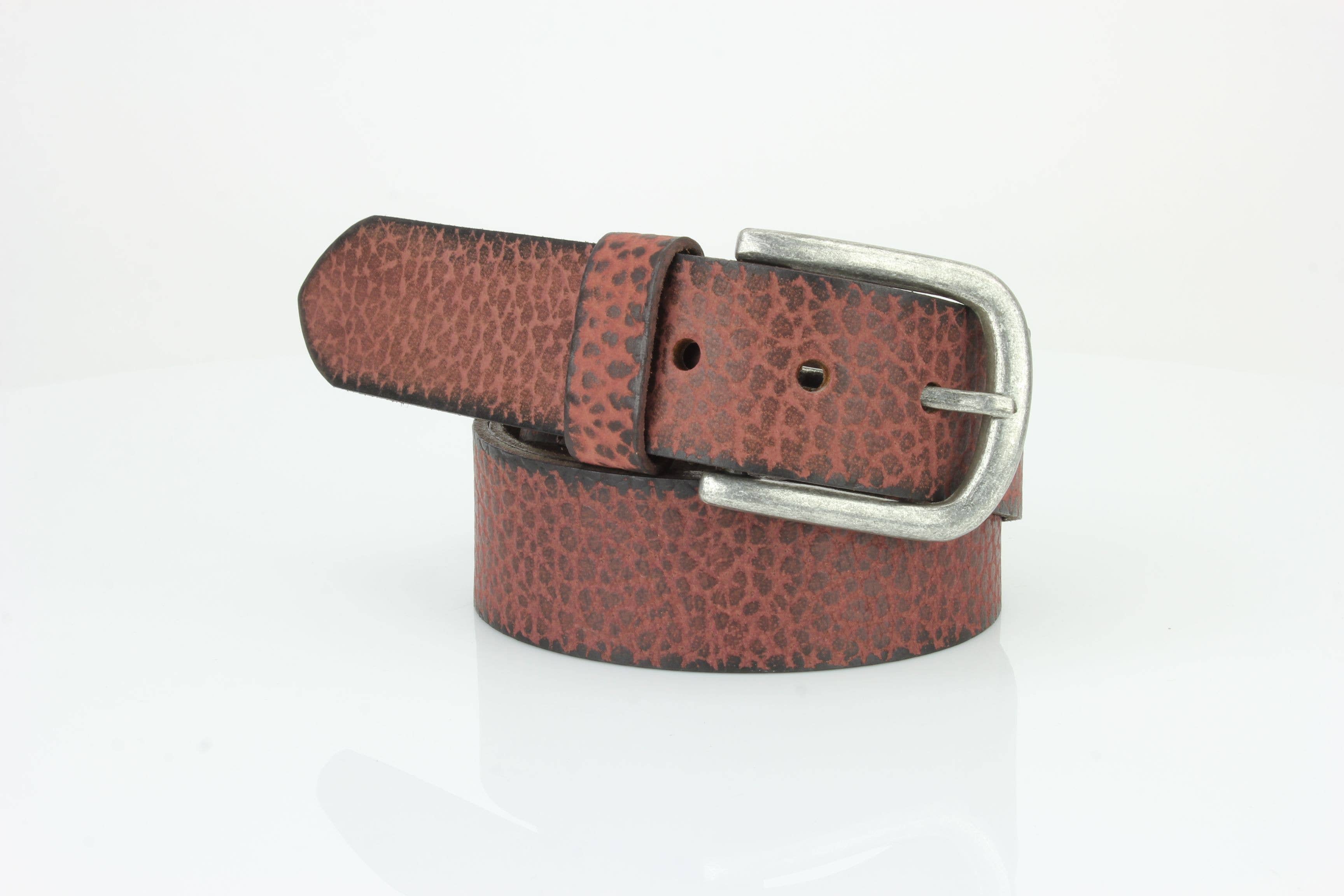 Leather Impressions Inc - Wholesale Belt - Unisex - Distressed Grain Leather Belt with Embossed Patch ABB 02311