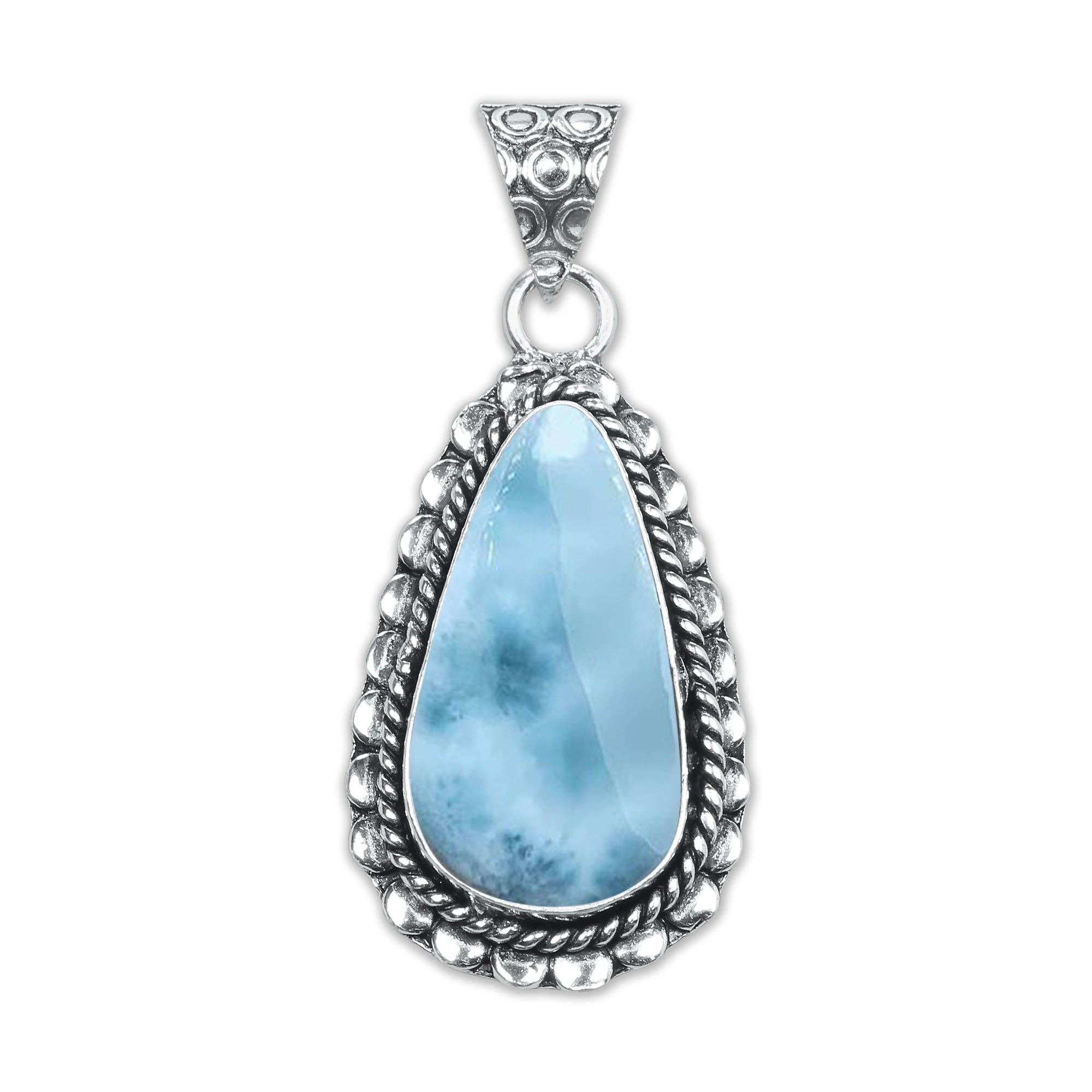 Handmade Jewels - Wholesale Individual charm/pendant - Larimar Artisan Pendants -  Handmade, Silver-Plated Brass, Wholesale (Made To Order)3