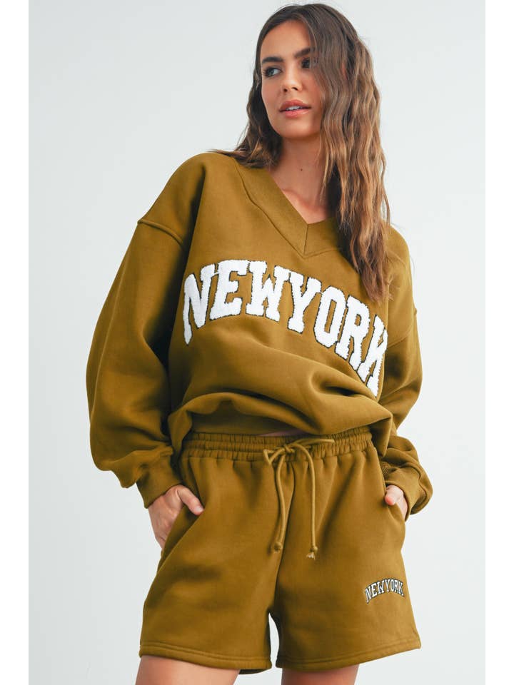 BUTTERMELON - Wholesale Lounge Shorts - Women's - New York Embroidered Sweat Shorts - BMP7446 10