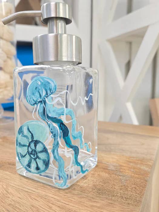 Soap Dispensers- Hand-Painted, mixed coastal designs (6 box) for wholesale by Paula Freeman Art