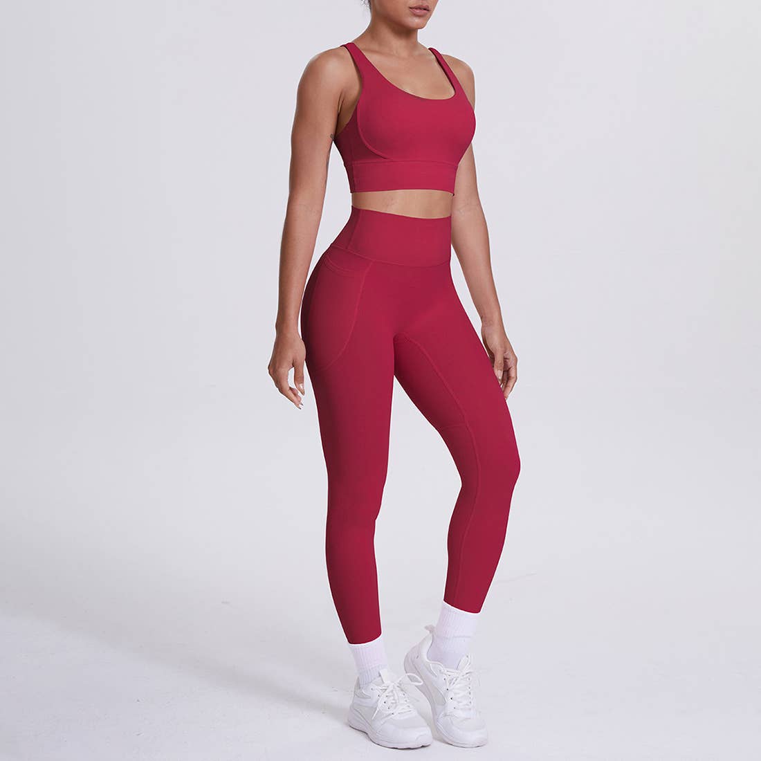 Sodalemon - Venta al por mayor Conjunto de ropa deportiva - Mujer - Conjunto de Yoga para Mujeres: Leggings de Cintura Alta con Bolsillo + Sujetador Deportivo27