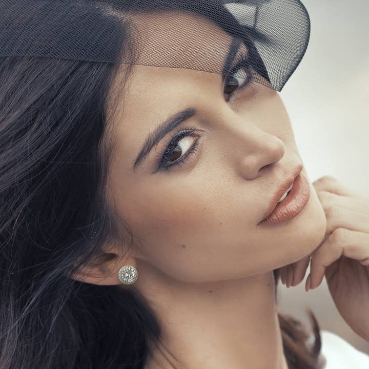 Amandine Jewelry - Wholesale Stud/Post Earrings - Simulated Diamond Halo Earrings4