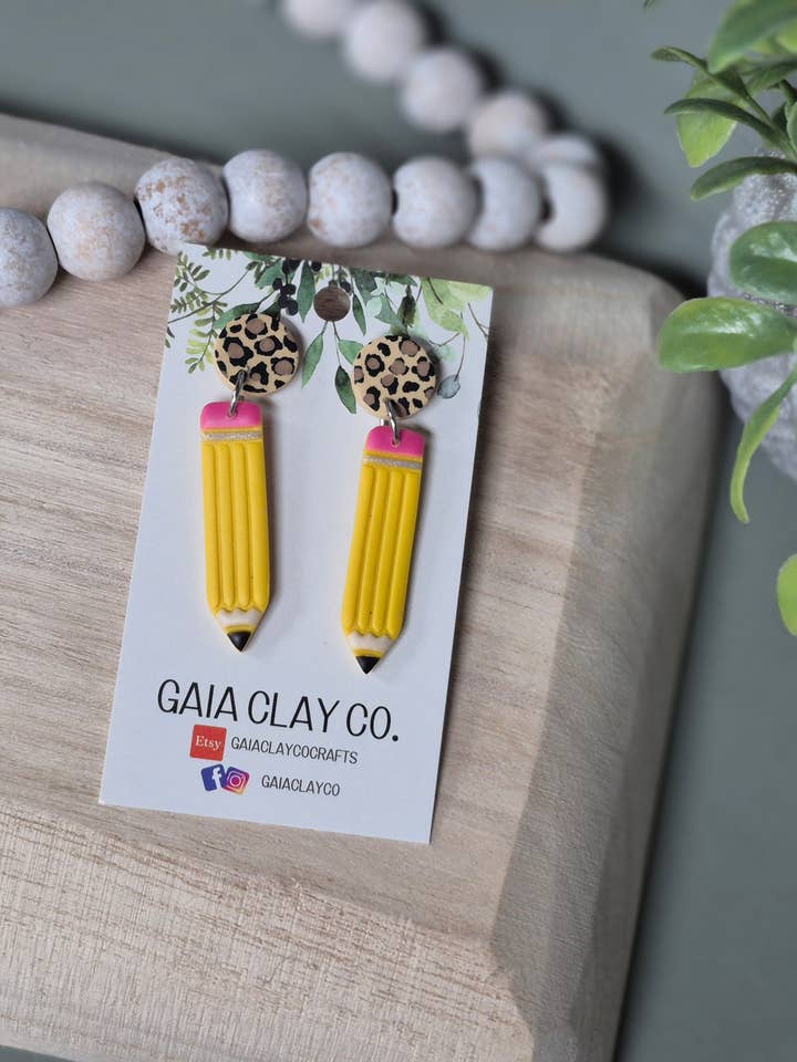 Pencil Earrings for wholesale by Gaiaclayco