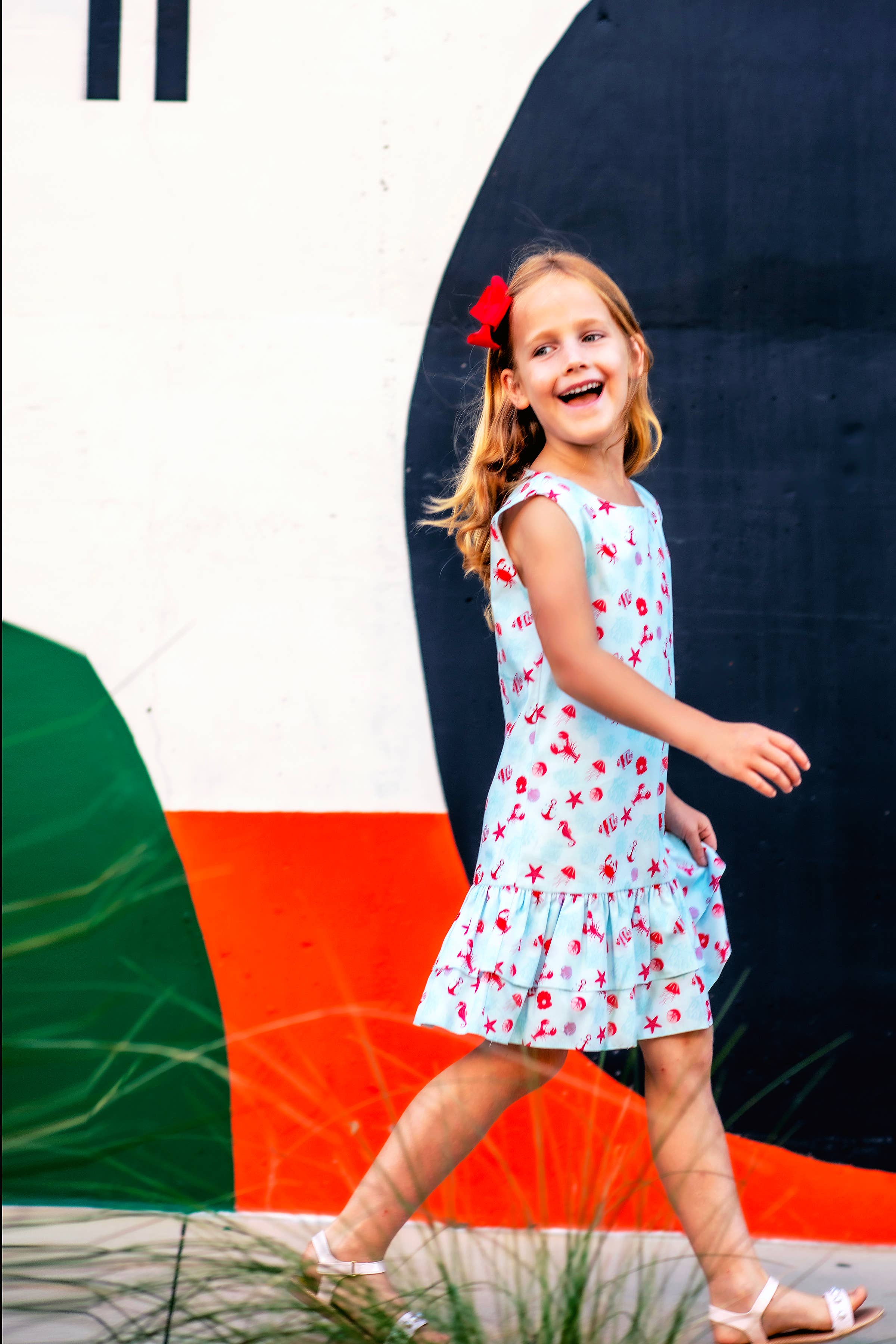 Minna - Wholesale Dress - Kids - Drop waist Dress - Summertime at the Cape Sea Creatures6