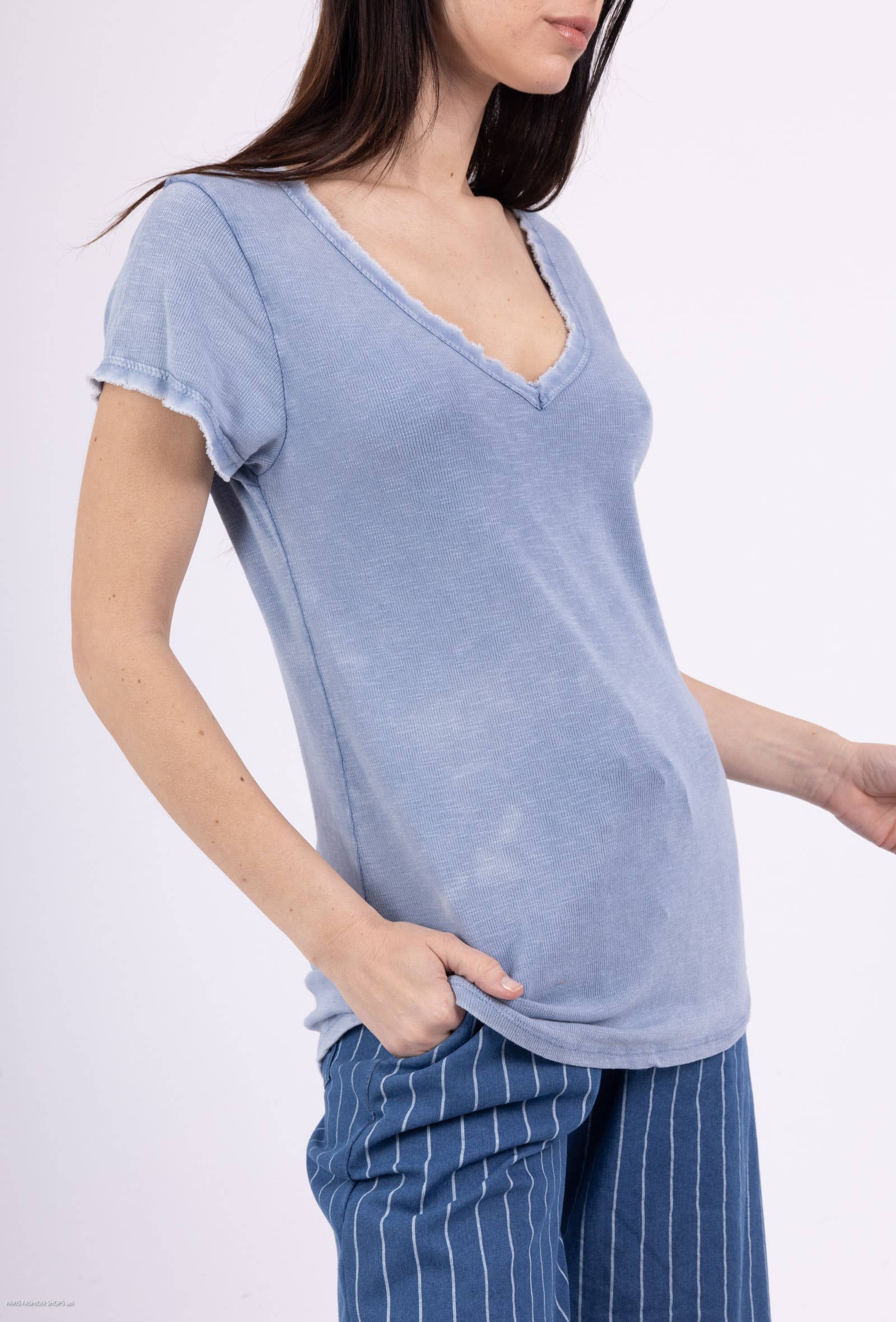 Pépouz' Paris - Wholesale T-Shirt - Women's - Washed cotton short-sleeve T-shirt PT250421