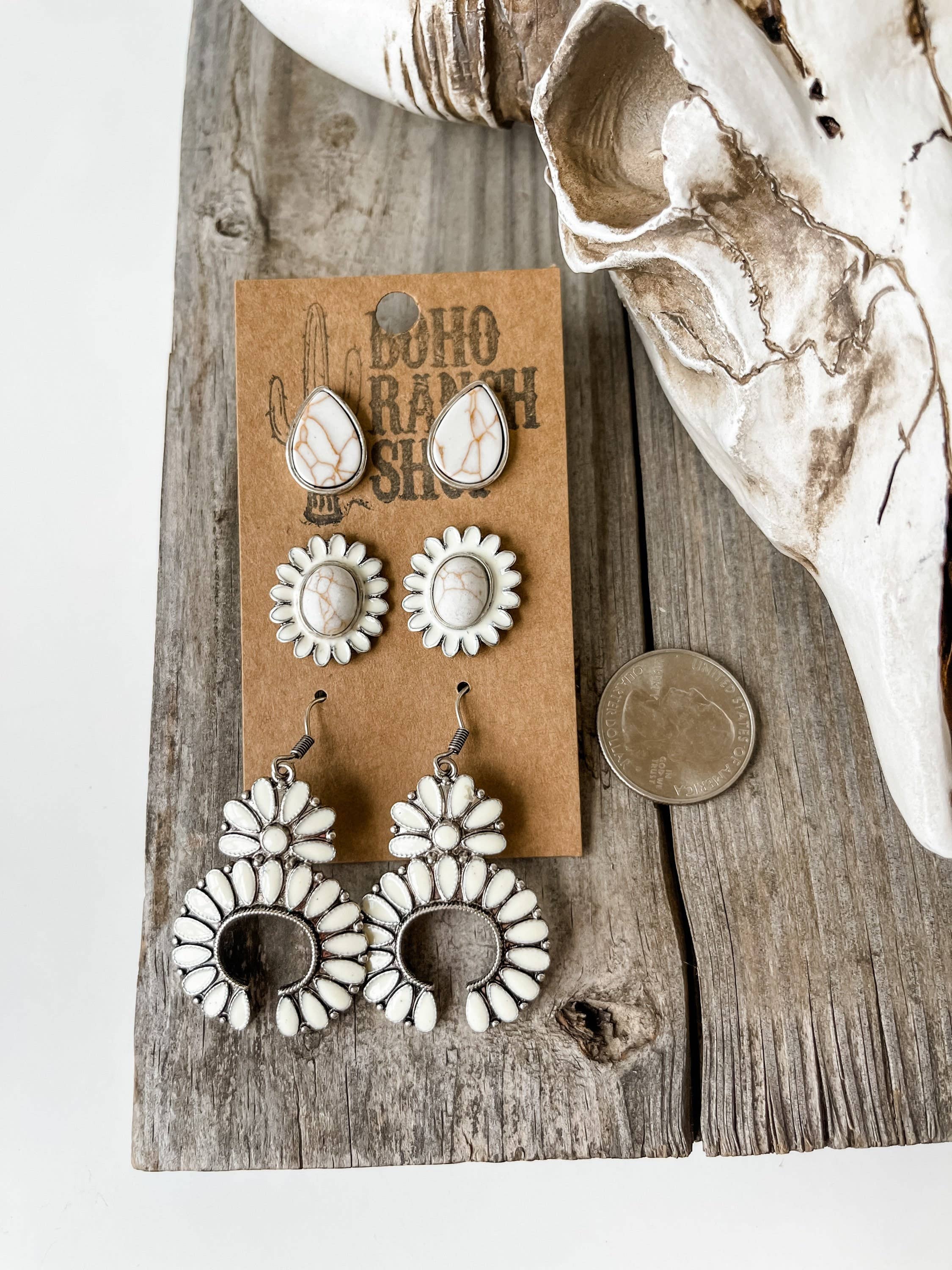 Boho Ranch Shop - Wholesale Jewelry Set - 3 Pair Earrings Western Southwestern Jewelry Set Studs3